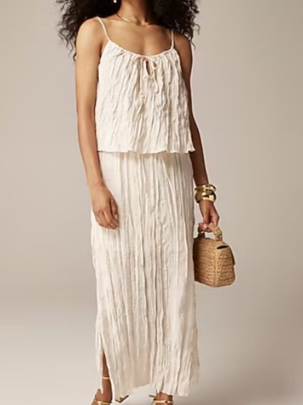 Crinkled Midi Skirt Set